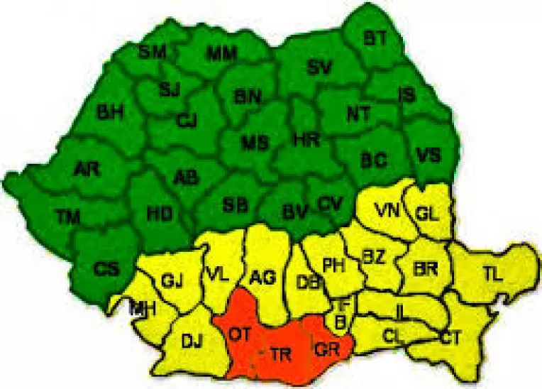 Cod portocaliu si galben de canicula si disconfort termic accentuat pentru 29 si 30 iulie 2013