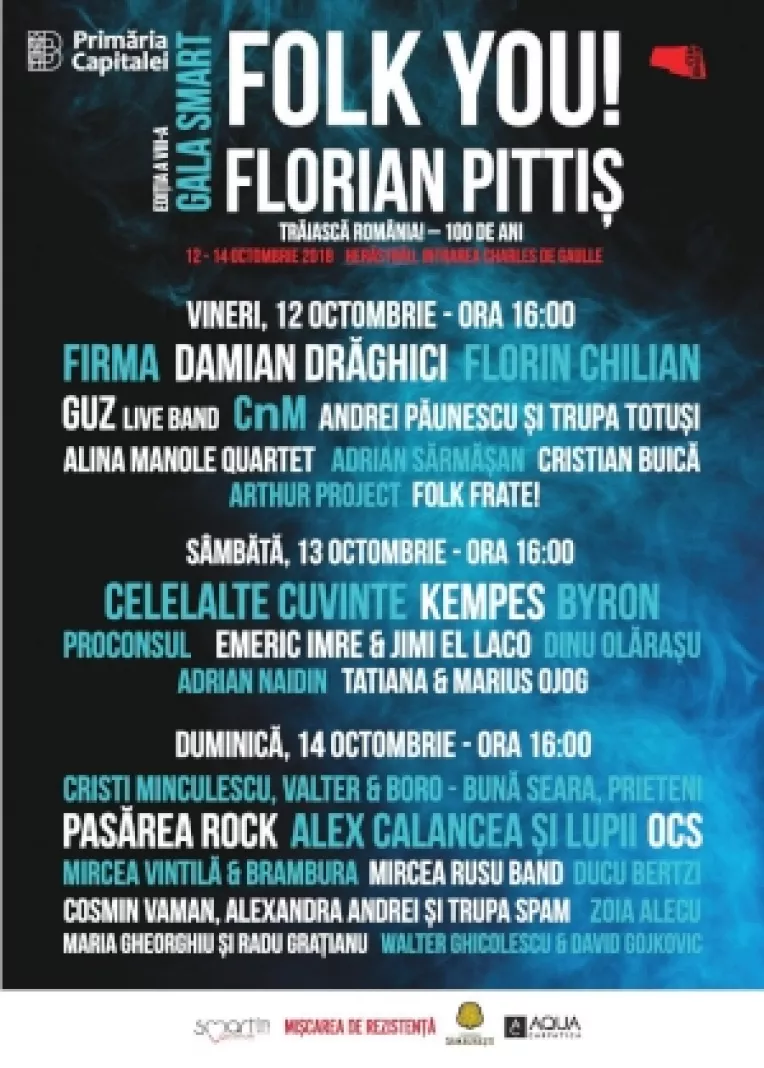 Gala Smart Folk You! Florian Pittis, 12-14 octombrie 2018, in Parcul Herastrau din Bucuresti - intrarea Charles de Gaulle