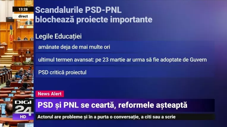 Scandalurile PSD-PNL blocheaza proiecte importante